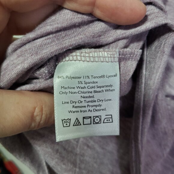 EDDIE BAUER Henley Shirt Roll Tab Long Sleeve Heathered Purple Women's Medium - Picture 12 of 14